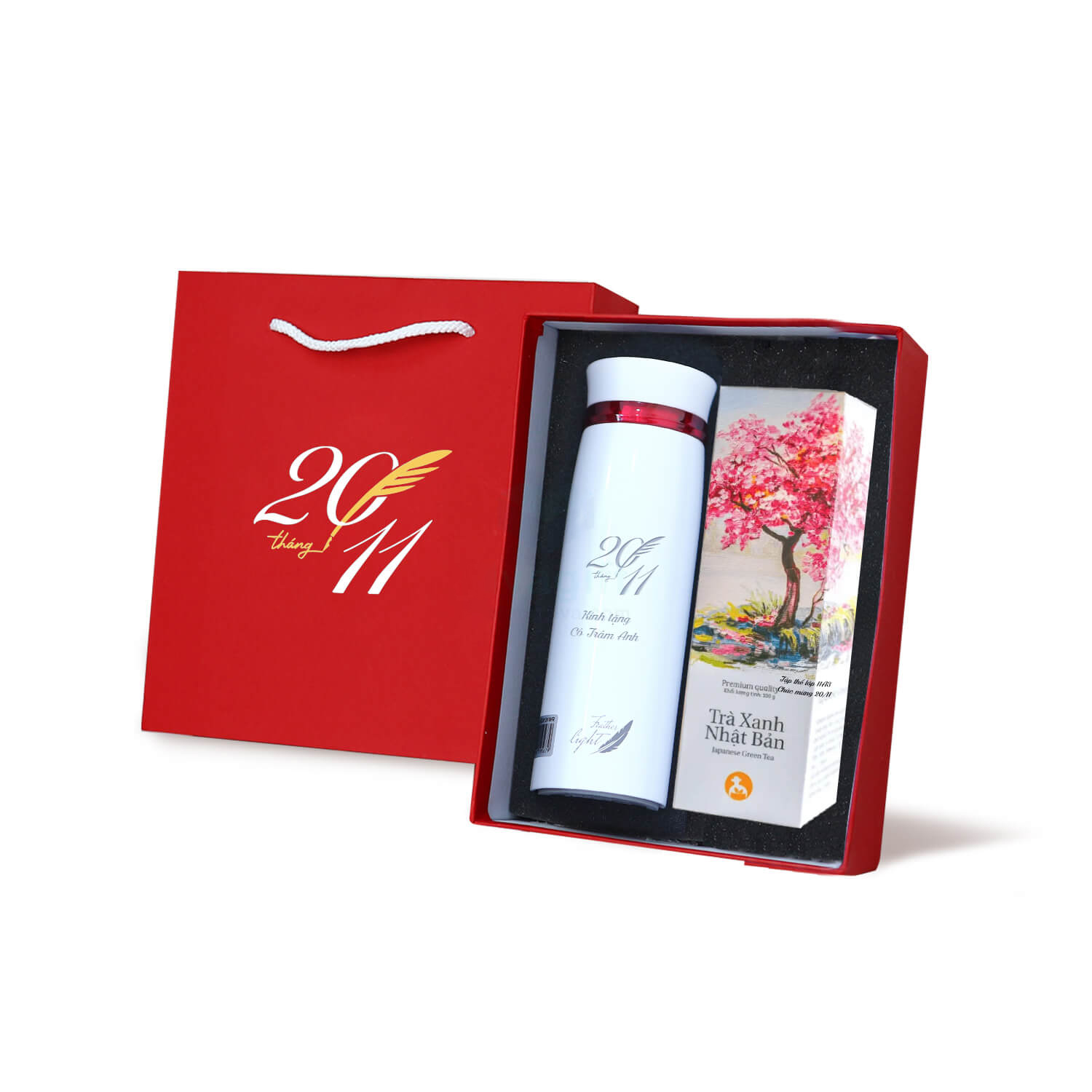 Set Quà Tặng 20/11 Bình Giữ Nhiệt, Hộp Trà SQT213